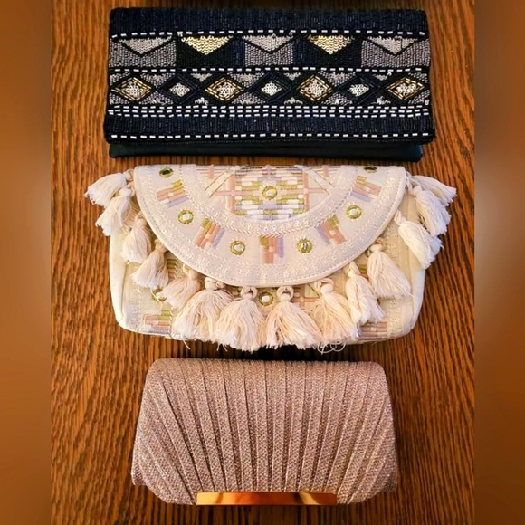 Elegant Black, Cream, and Tan Clutch Set - Picture 1 of 1